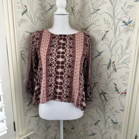 Alya Tops - Alya rustic red floral boho blouse size small